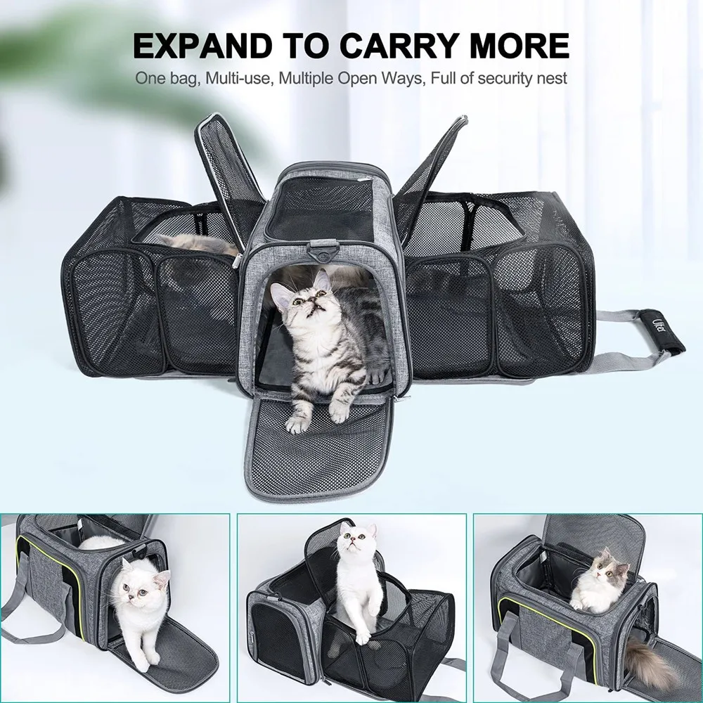 Double Expansion Pet Travel Bag Cat Dog Nest Outing Shoulder Box Suitcase Foldable Handbag Breathable Luggage Case Pets Big Room