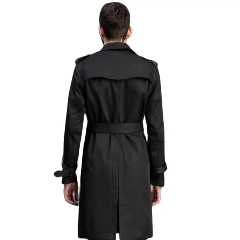 Мужское длинное пальто с отложным воротником на осень/зиму