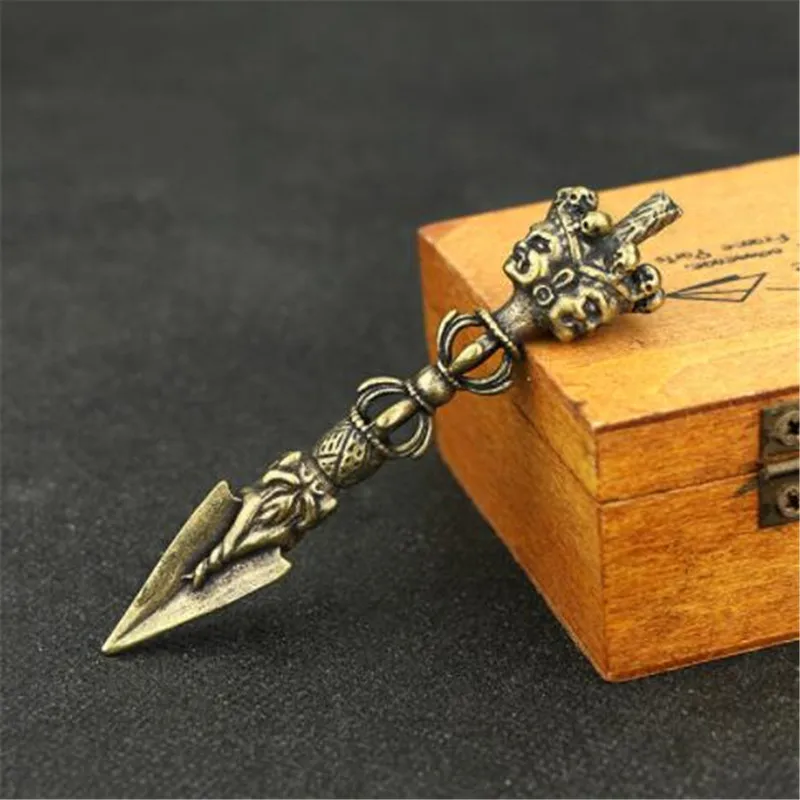 Буддийские артефакты из чистой меди украшения латунная голова лошади череп