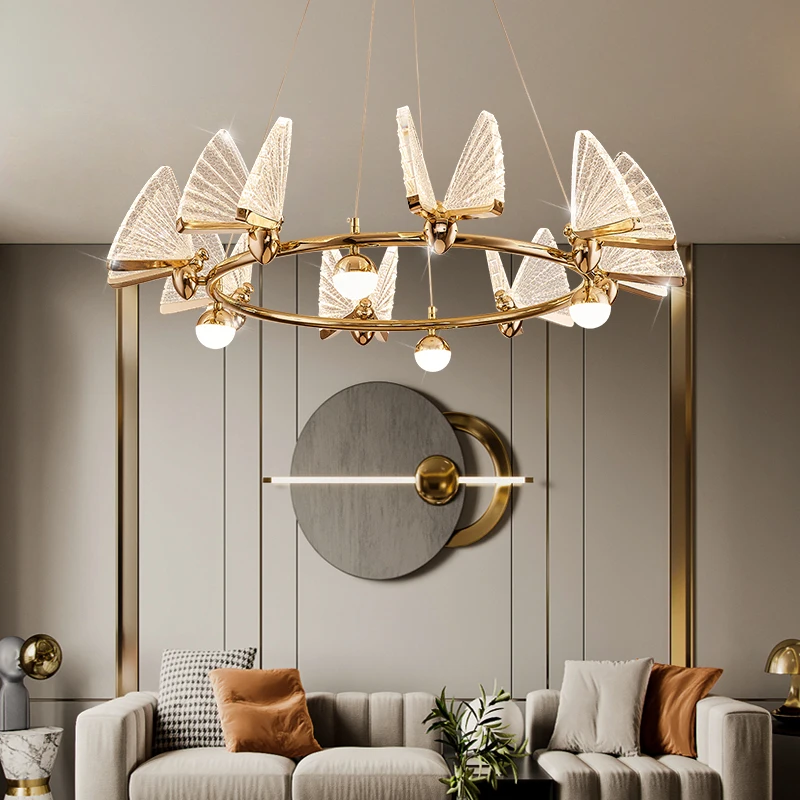 

Butterfly chandelier modern minimalist creative LED Living Room Lighting Restaurant Modern Luxury Bedroom Crystal Chandelier