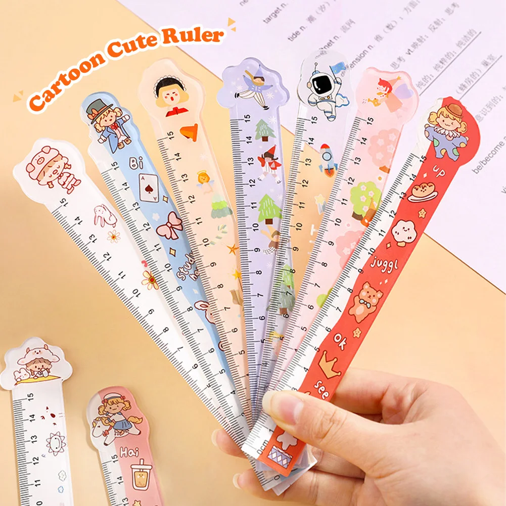 

15cm Random Cartoon Cute Acrylic Irregular Rule Straight Rule Line Drawing Tool Writing Painting Tool School Supplies Stationery