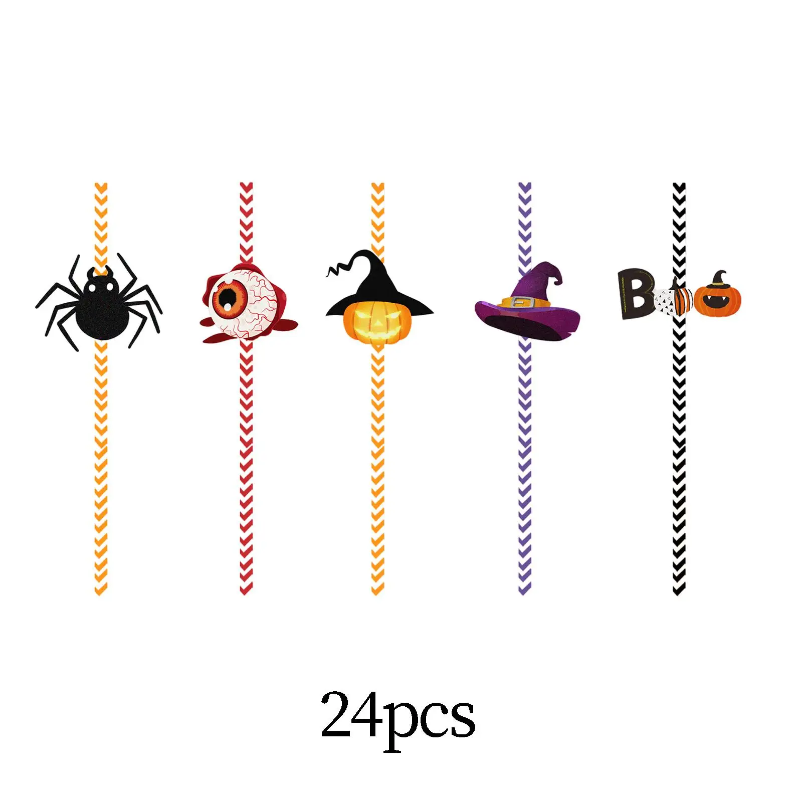 

24x бумажные соломинки для Хэллоуина, смешные одноразовые соломинки для карнавала, яркие