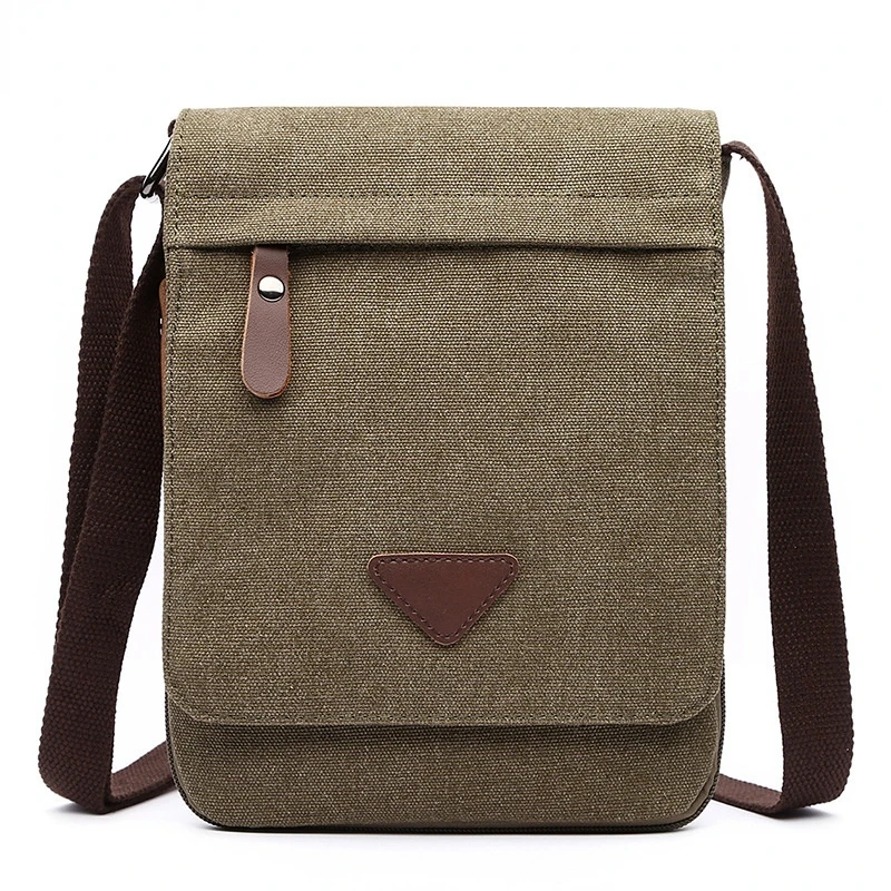 

Mini Canvas Shoulder Crossbody Bags For Men Solid Messenger Strong Fabric Vintage Style Trend Simple Small Cross-bag