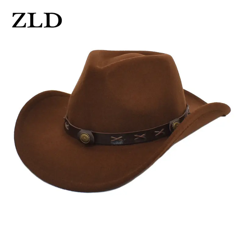 

Ковбойская шляпа ZLD в западном стиле для мужчин и женщин, уличная шапка с большими полями, однотонные джазовые шляпы, Мужская Федора, 9 цветов...
