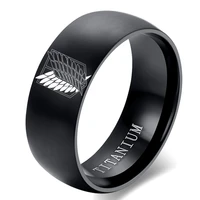 8mm attack on titan black stainless steel ring wings of liberty flag finger rings for men women jewelry anime fans