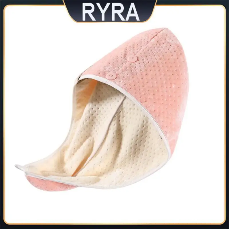 

Turban Double Layer Coral Fleece Double-layer Hair Hat Water Absorption Hair Cap Dry Hair Towel Shower Cap Thickening Macaron