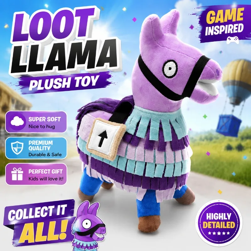Фото Плюшевая игрушка Fortnite Llama, фиолетовая фигурка лошади, кукла-персонаж игры, коллекционная игрушка, подарок на день рождения для мальчиков, украшение для вечеринки №1