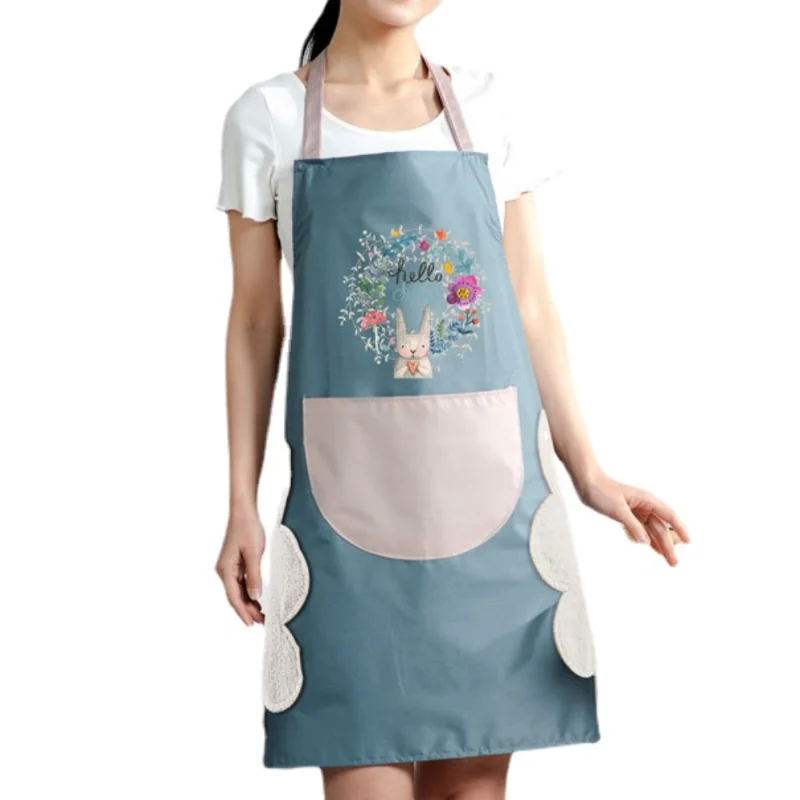 

Kitchen Home Cooking Apron Couple's Style Oil Proof Waterproof Coffee Work Clothes Coral Velvet Hand Towel Hanging Neck Apron