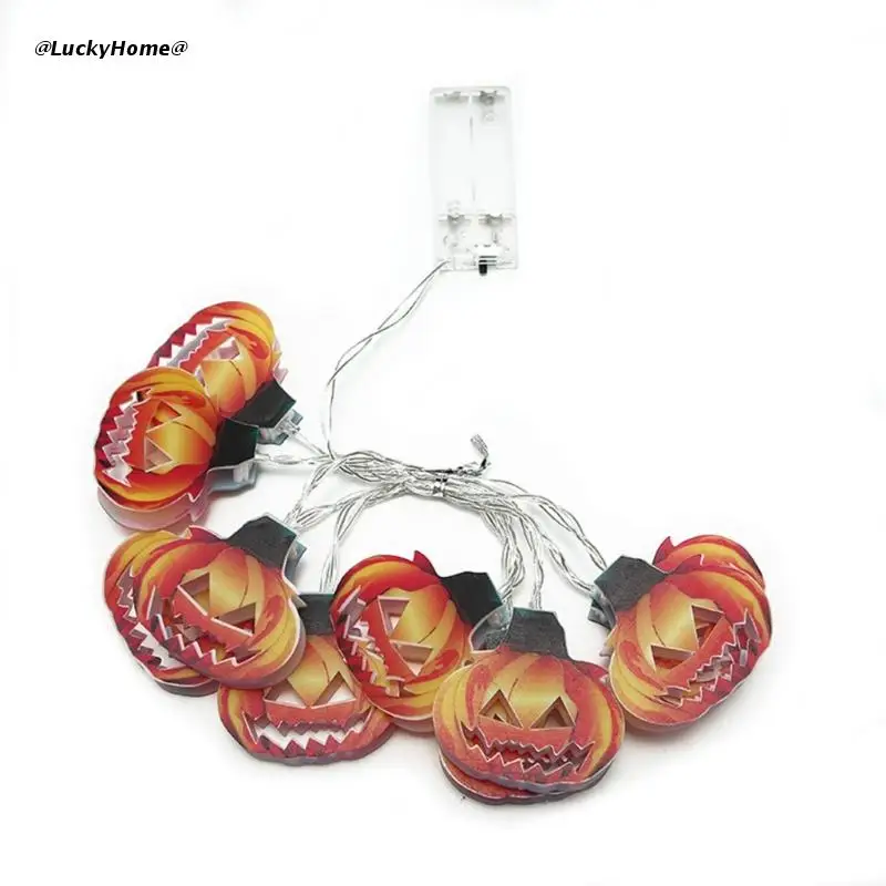 

Светильник на Хэллоуин 11UA, s-строка, 10/20 светодиодов, светильник в виде тыквы, работающий от батареек для внутреннего и наружного освещения