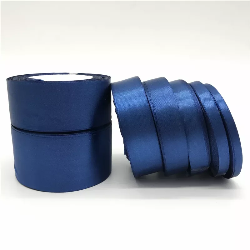 

25yards/Roll (6mm-50mm) Navy blue Silk Satin Ribbon Polyester Ribbon Bow Craft Decor Wedding Christmas Party Decoration
