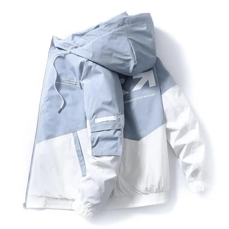 Мужская куртка-бомбер с капюшоном ветровка в Корейском стиле уличная весна-лето