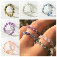 fashion wire wrapped minimalist bohemian wedding jewelry bead natural stone rings clear stone crystal rough stone