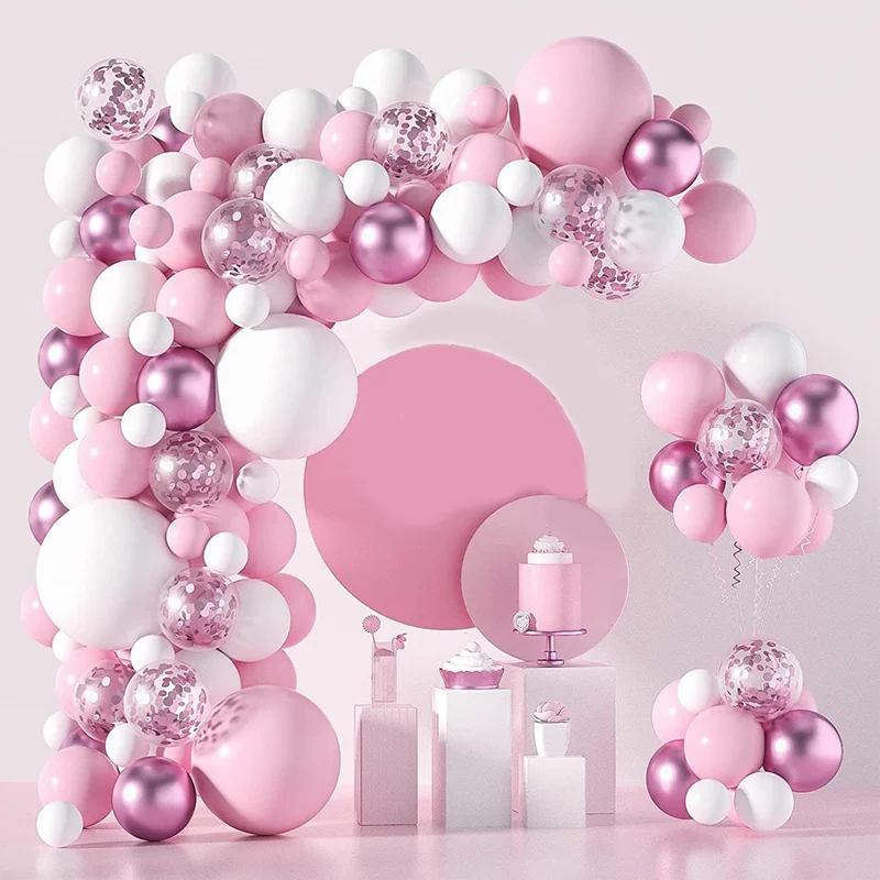 

Розовая, абрикосовая гирлянда с воздушными шарами, украшение для свадьбы, дня рождения, детские надувные шары из латекса с конфетти, украшен...