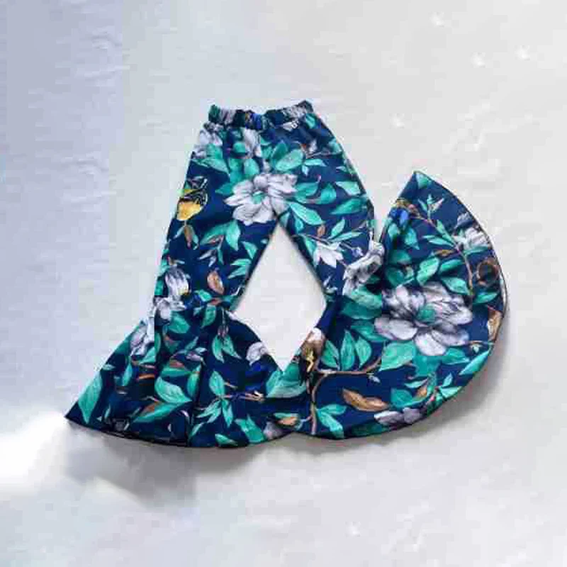 

Детские расклешенные брюки с цветочным принтом, для девочек