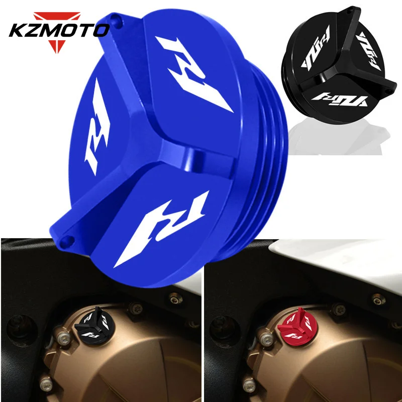 

R1 LOGO Motorcycle Aluminum Engine Oil Filler Cap Plug Cover for YAMAHA R1 YZF-R1 1998-2020 2019 2018 2017 2016 Oil Filter Cup