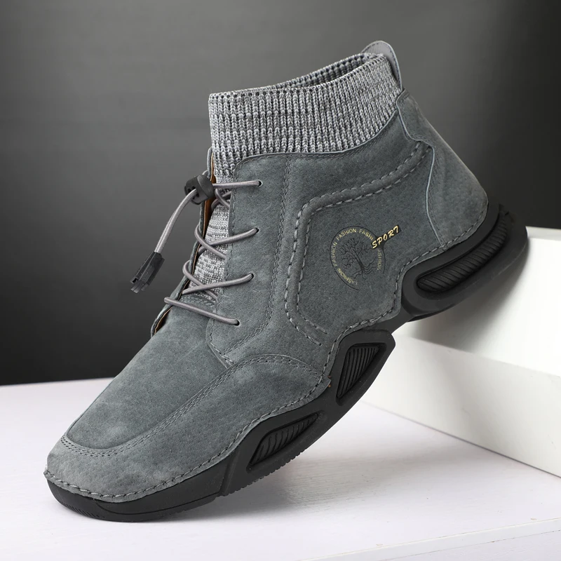 

Men's Boots Winter Warm Shoes With Fur Fashion Winter Sneakers Suede Leather Boots For Men