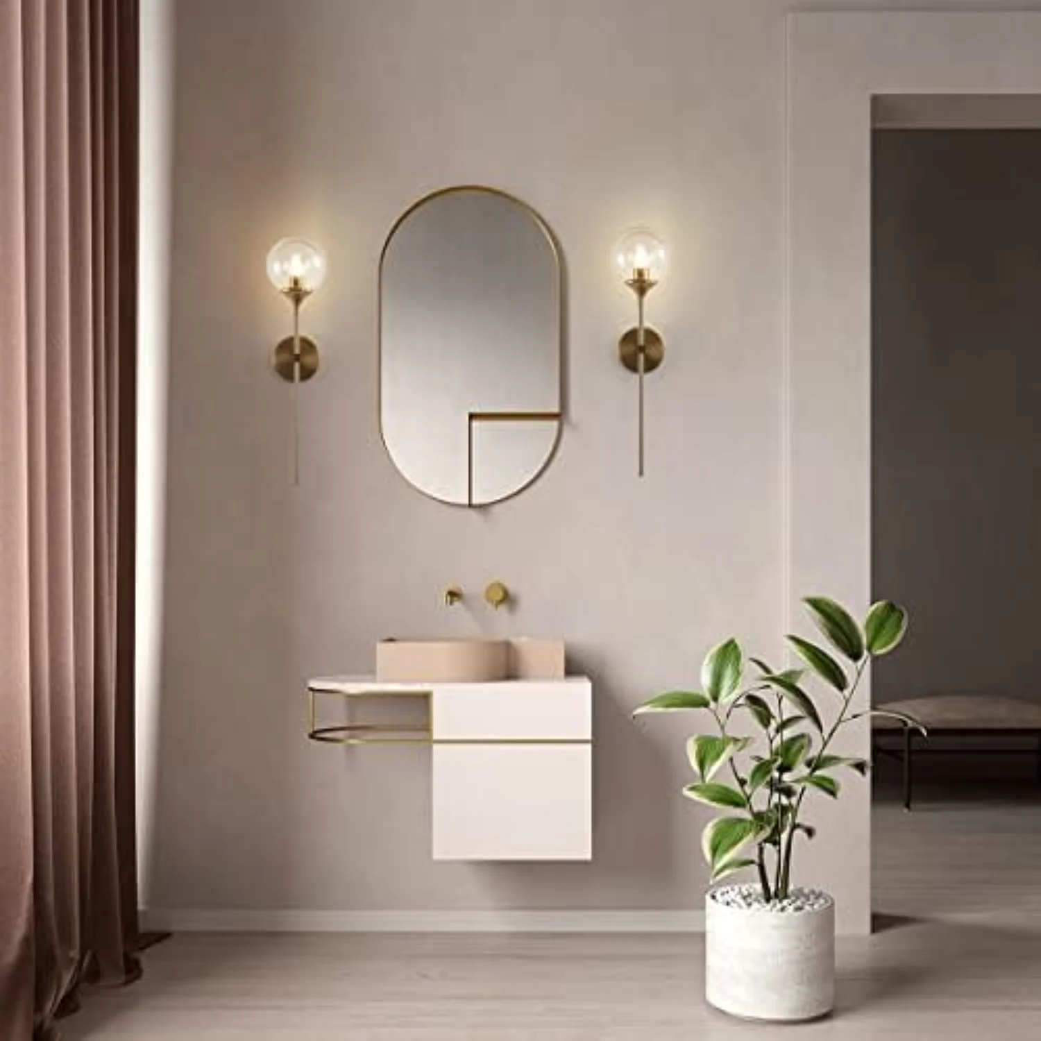 Набор из 2 современных латунных золотых длинных полюсных светильников с