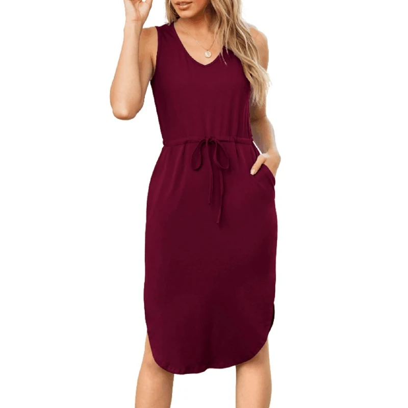 

Женское Повседневное платье-майка с V-образным вырезом и длинным рукавом