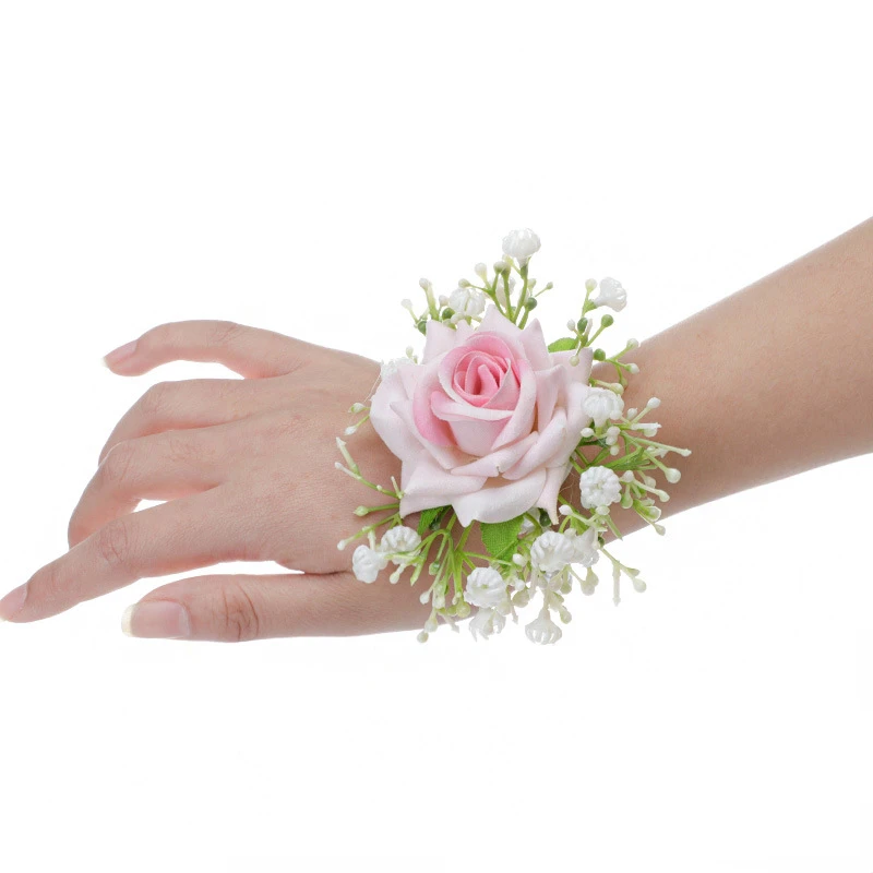 

Wedding Bride Wrist Flower Bridesmaid Sister Hand Flower Wedding Prom Male Companion Female Companion Decorative Flower