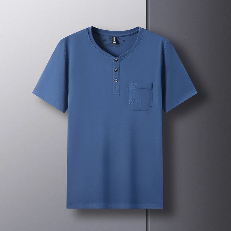 

Fashion T-shirts Pure Color Soft Cotton Summer O Neck Polo Shirt Casual Cool Short Sleeve High-quality Pocket Tops Tees Men's