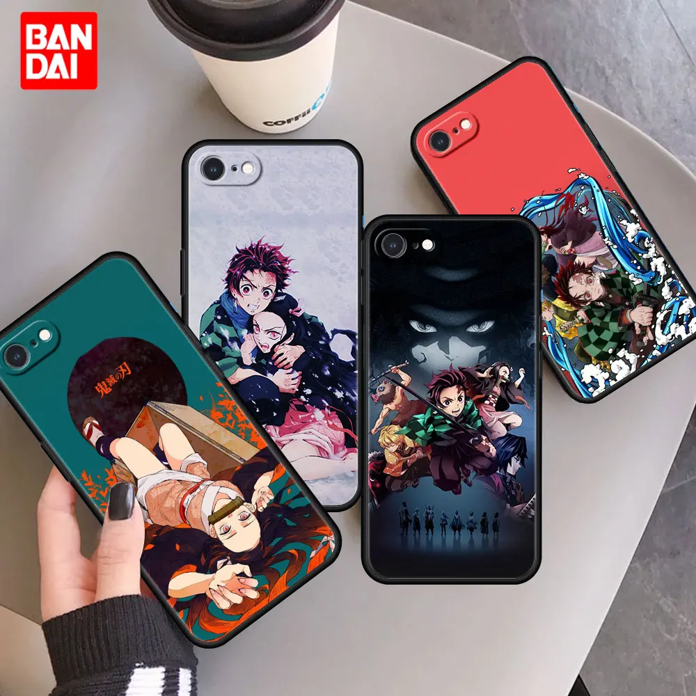 

Japan Demon Slayer Cute Case for iPhone 6 6S 7 8 SE 2020 X XS XR Plus Max Matte Casing Silicone Couple Fashion Black Phone Cover