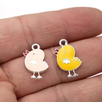 5pcs silver color enamel chick charms pendant for jewelry making earrings bracelet necklace accessories diy craft findings