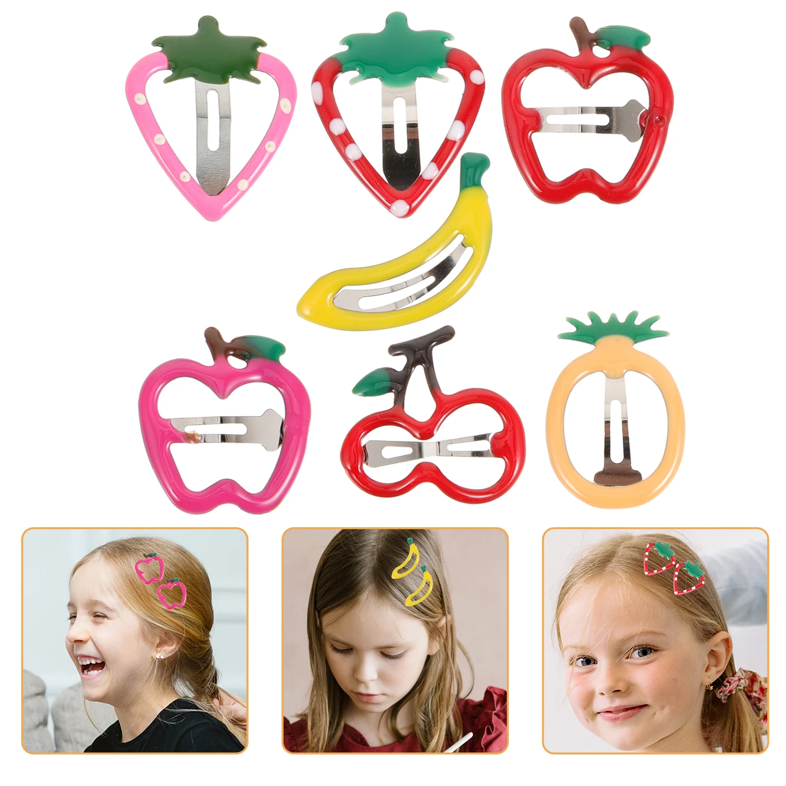 

14pcs Adorable Hair Clip Fruit Shaped Hair Pin Bobby Pin Hair Barrette for Kids Girls (Red + Pink + Banana + Yellow Pineapple +