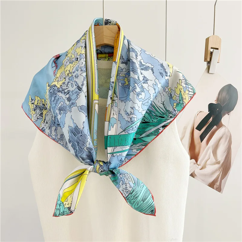 Шарф из чистого шелка 90 квадратных нитей свернутые банданы шарфы шаль 100%