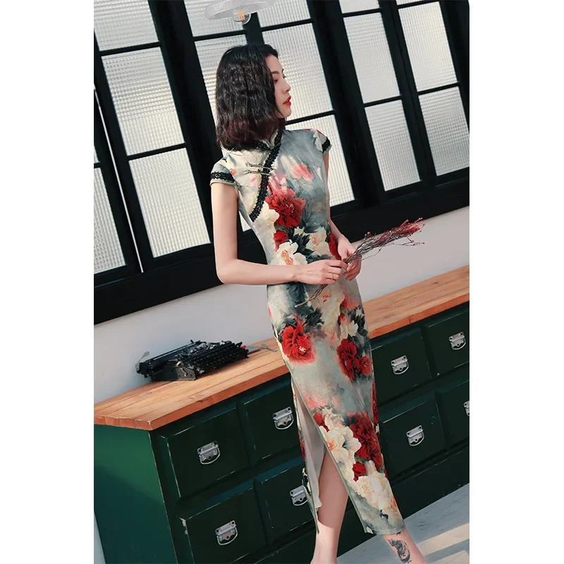 Yourqipao женское длинное китайское платье Cheongsam осень 2023 новое улучшенное вечернее