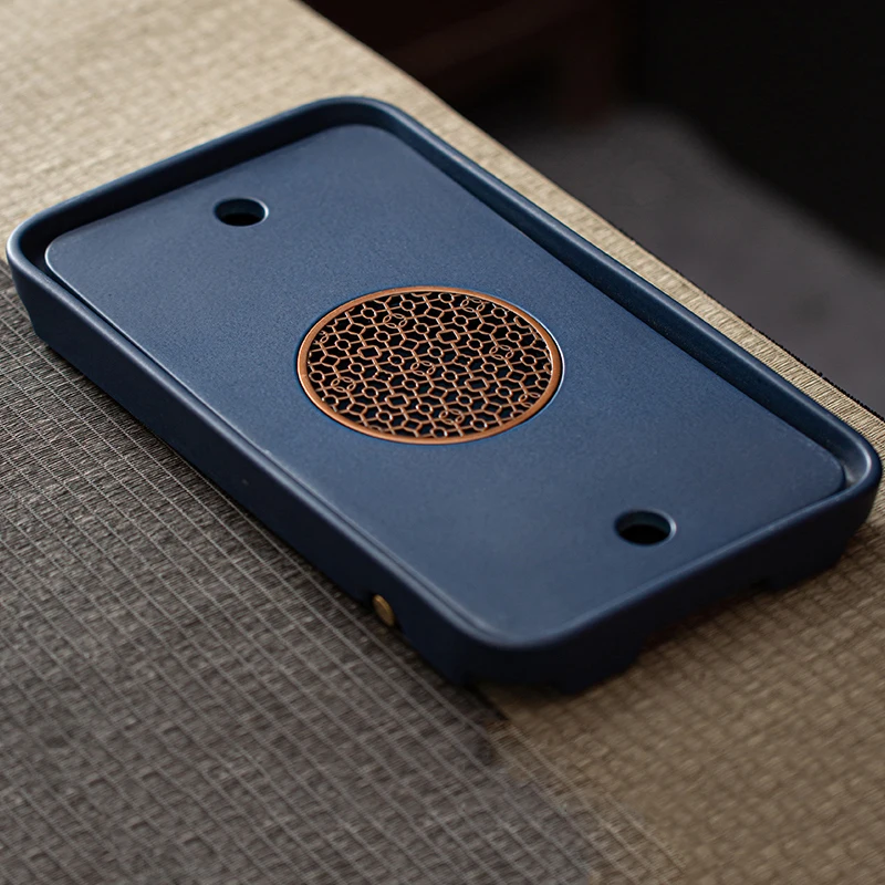 

Простой поднос для чая, прямоугольный керамический поднос для хранения воды, твердый китайский поднос для сервировки, креативные инструмен...