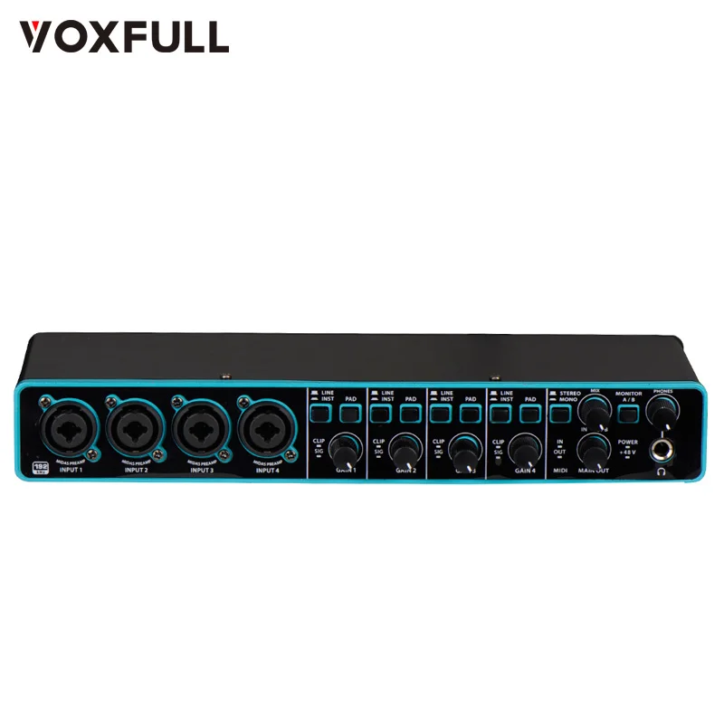 

Voxfull UMC404 Mini 4 Channel 4x4 24-Bit 192 kHz Mixer DJ Console recording Sound Card Podcasting Studio musical instrument