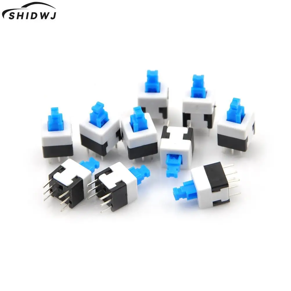 10 шт./лот квадратный 8x8 6 Pin DPDT мини-кнопочный самоблокирующийся переключатель