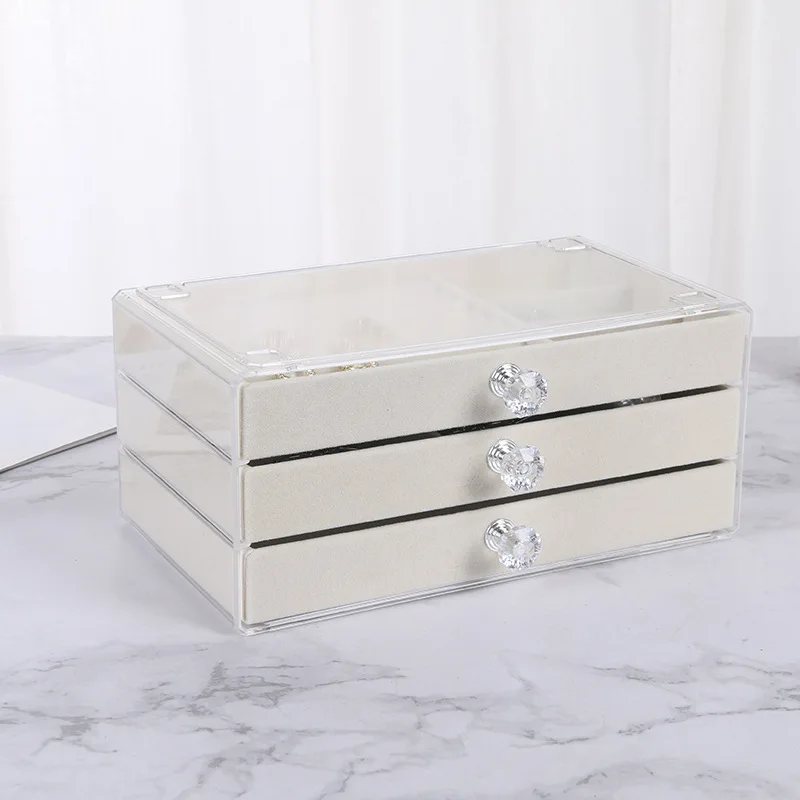 Velvet Jewelry Storage Tray Display Jewel Holder Stand Bracelet Necklace Ring Storage Box Showcase Drawer Jewelry Organize