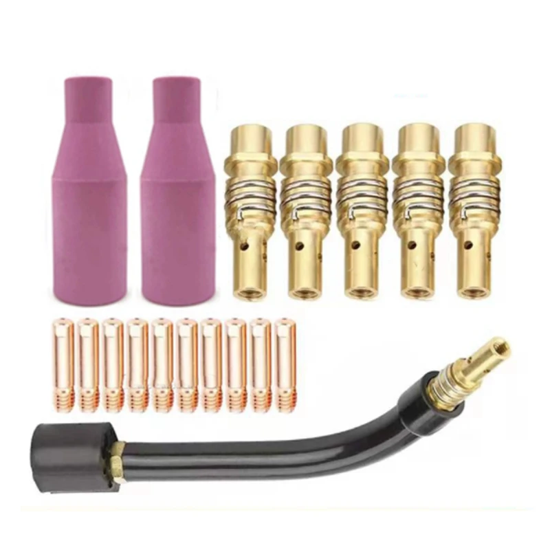 

18Pcs 15AK For Binzel Torch/Gun Consumables Electrode Link Rod Tips Goose Neck Bend For MIG Welding Machine 0.8Mm