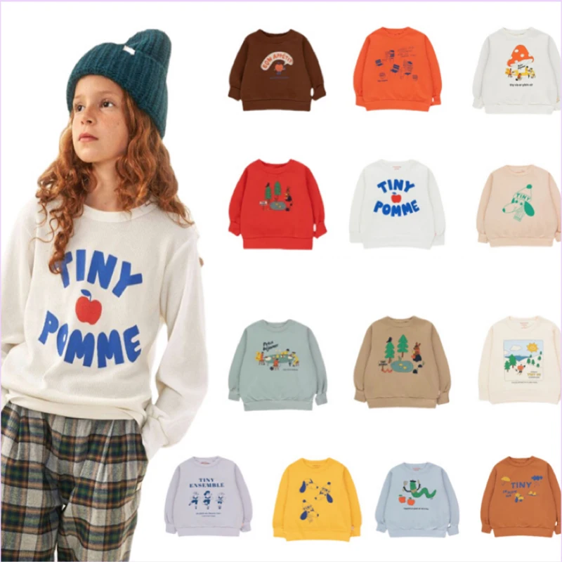 2022 Autumn Winter New Children Fleeced Sweatshirt Clothes Cute Print Kids Boys Girls Sweaters Fashion Toddler Baby Tops