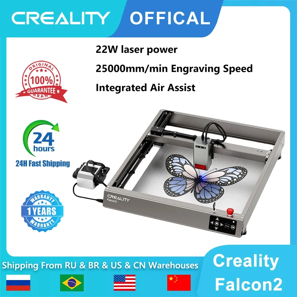 

Creality Falcon 2 Desktop 22W Laser Engraver DIY CNC Laser Engraving Machine 25000mm/min Wood Cutter Engraver with Air-assist