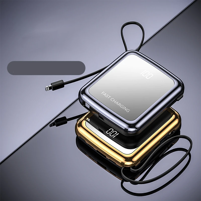 

Mini Power Bank 20000mAh Portable Phone Fast Charger Digital Display Built in Cable External Battery For Mobile Phone Smartphone