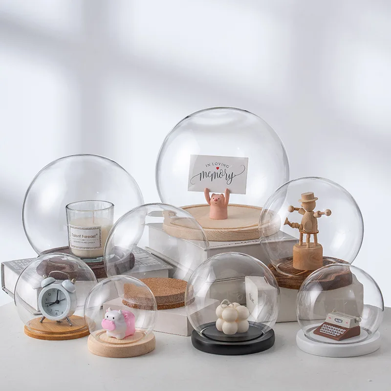 

Diameter=23cm Super Big Size Different Base Round Glass Dome Vase Home Decoration Transparent Cover DIY Friend Birthday Gift