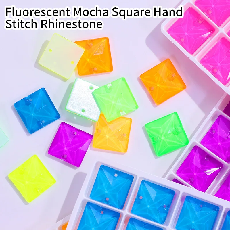 Квадратное ФЛУОРЕСЦЕНТНОЕ неоновое розовое стекло AAAA для шитья блестящие камни