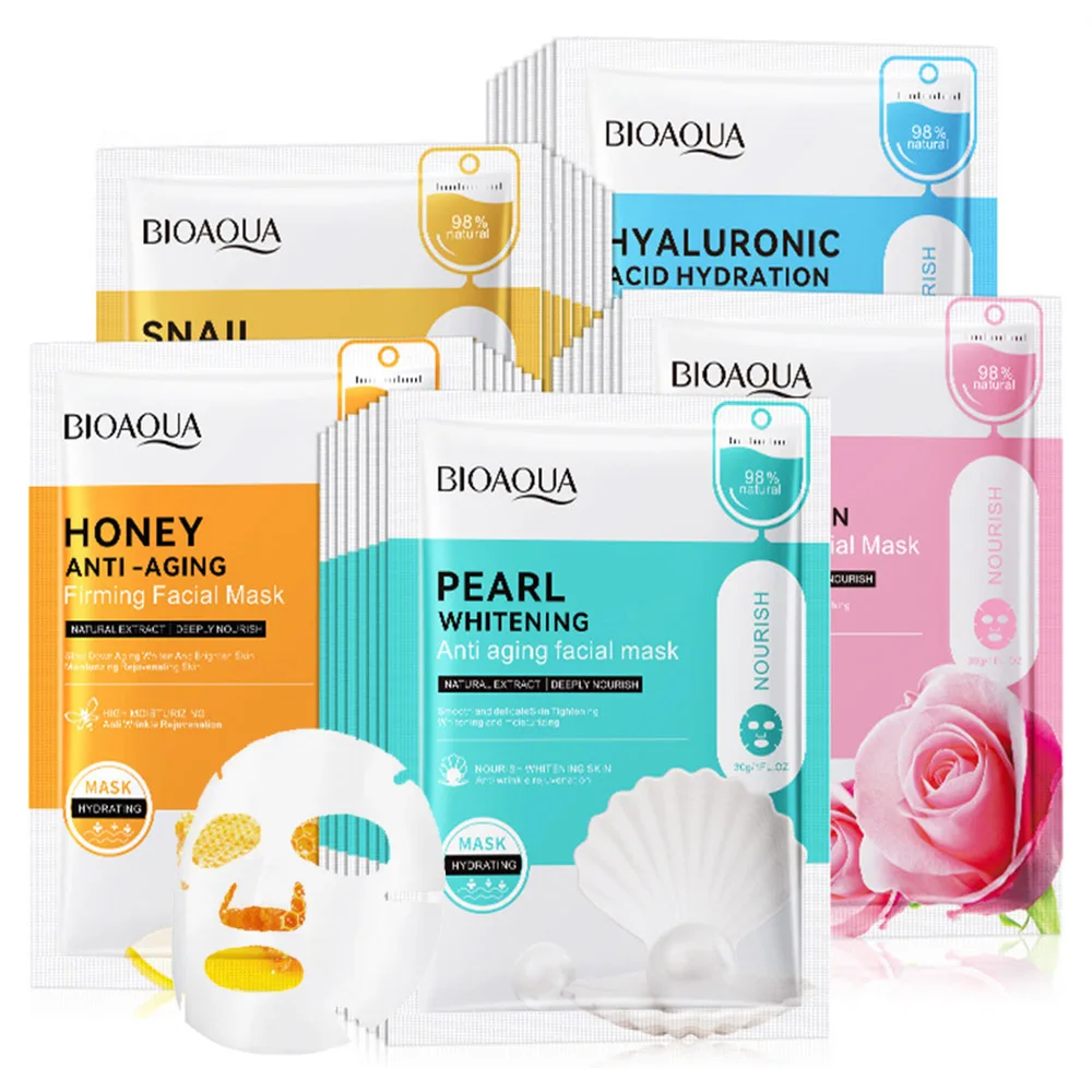 

25pcs BIOAQUA Hyaluronic Acid Face Mask skincare Moisturizing Anti-wrinkles Hydrating Whitening Facial Masks Skin Care Products