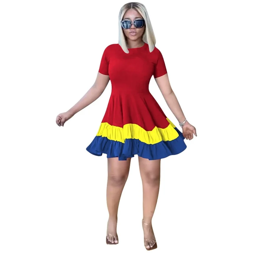 

Африканские платья для женщин, летнее Африканское женское мини-платье с коротким рукавом из полиэстера, элегантное платье, женвечерние оде...