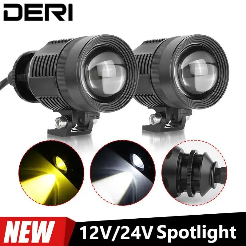 

External LED Headlight 12V 24V 36V Flash Warning Lamp 20W Adjustment Laser Barrel Fog Light For Truck Auto Pickup Offroad Moto