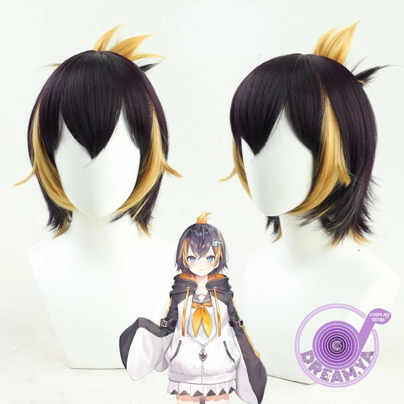 Парик для косплея Петра Гурин короткая пучок из темно-фиолетовых и желтых