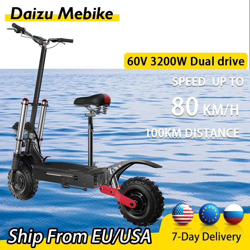 

85KM/H Max Speed Powerful Electric Scooter 60V 5600W Dual Motor Electric Scooters Adults Disc Brake E Scooter Smart Remote Key