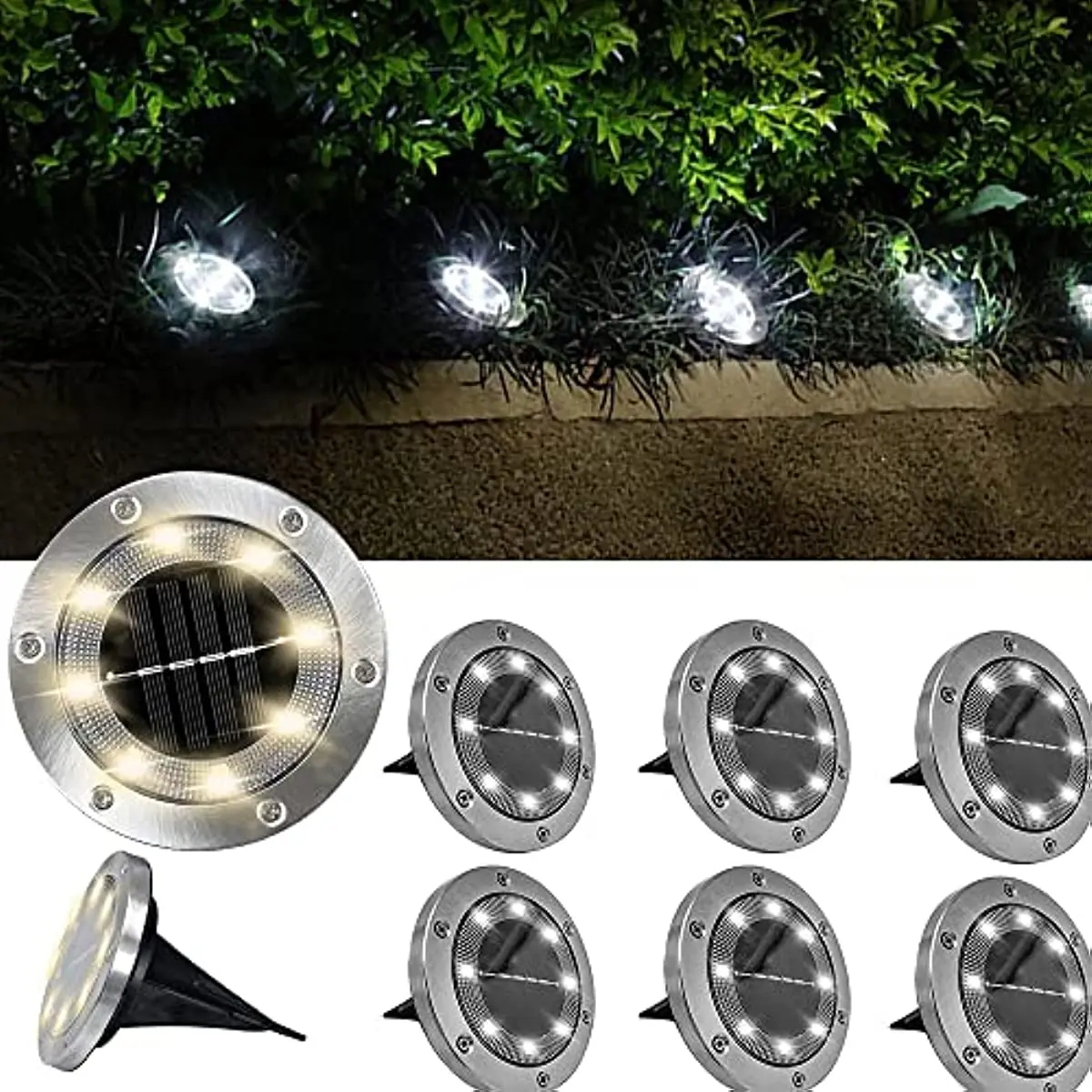 8 LED Upgraded Solar lawn Lights Ground Outdoor Waterproof Solar Garden Decoration Lamps Disk Pathway Yard Landscape Lighting