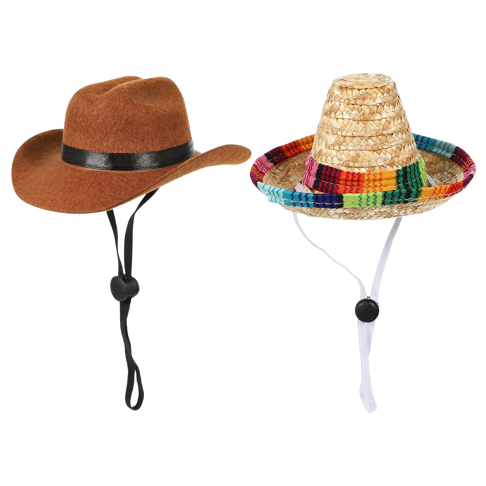 2pcs Pet Cowboy Hats Cats Straw Hats Dogs Headwear Photo Props Party Hats Cosplay for Cats Dogs
