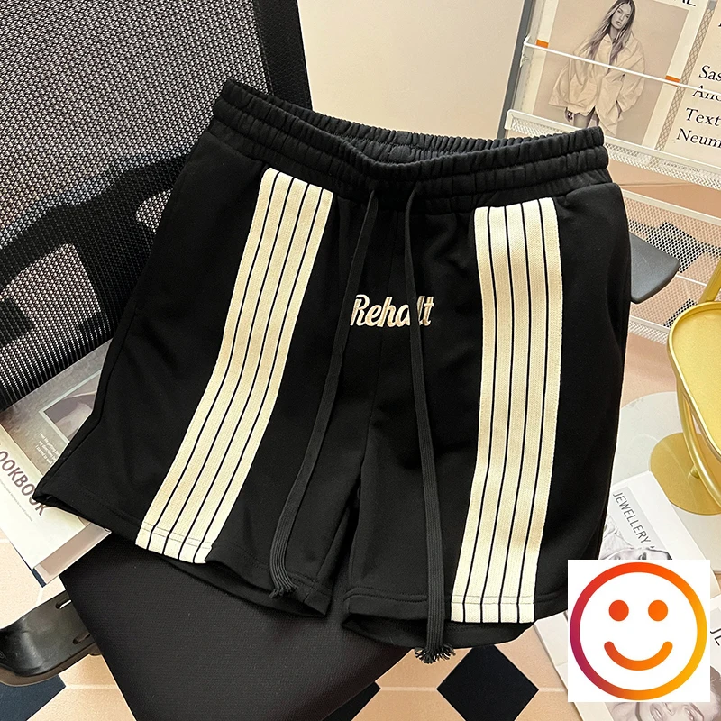 Шорты мужские/женские махровые контрастные с вышивкой и надписью