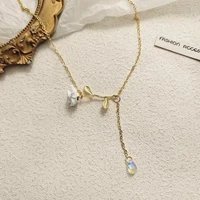 fashion french rose pendant clavicle necklace for women girls aesthetic sweet choker golden chain necklace female charm jewelry