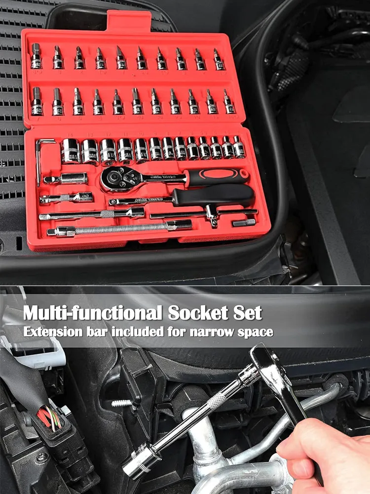 Набор гаечных ключей с трещоткой 1/4 дюйма 46 шт.