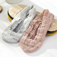 5pairs lace boat socks women pure cotton bottom summer thin section shallow mouth silicone non slip invisible breathable socks